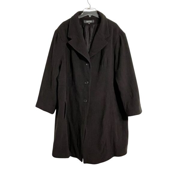 Kenneth Cole Reaction Wool Blend Overcoat Plus Size 24 Dark Brown Classic Fall - Picture 1 of 11